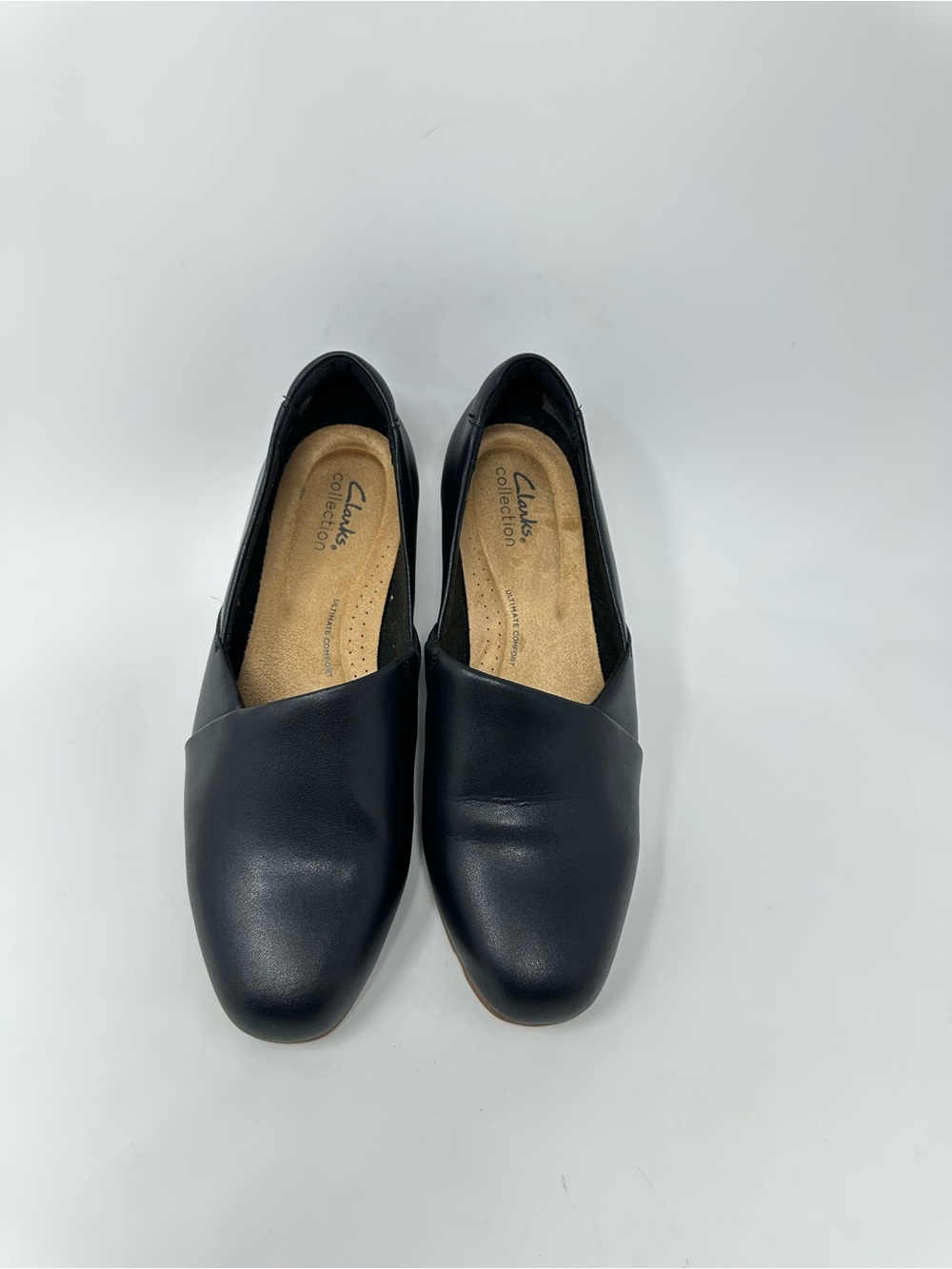 Clarks Juliet Palm Shoes Womens Size 8W  Black Leather Slip On Loafers